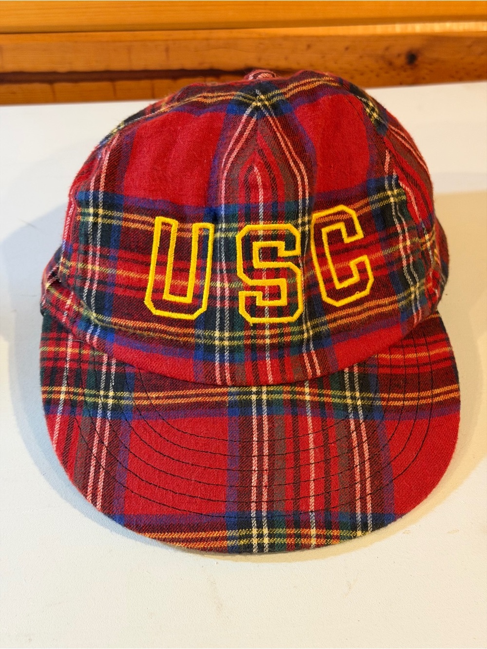 VINTAGE 80s/90s USC Trojans Plaid Snapback hat made in USA Rare Grail NCAA